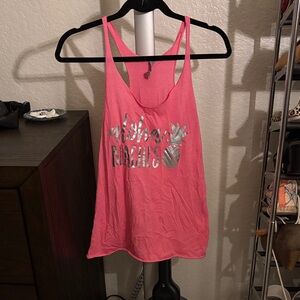Next Level Apparel Hot Pink Racerback Tank with Silver Pineapple Graphic